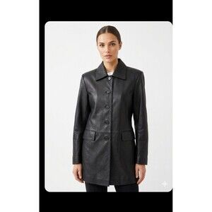 Women’s Whet Blu Black Leather Jacket Size XL motorcycle, 90s matrix style